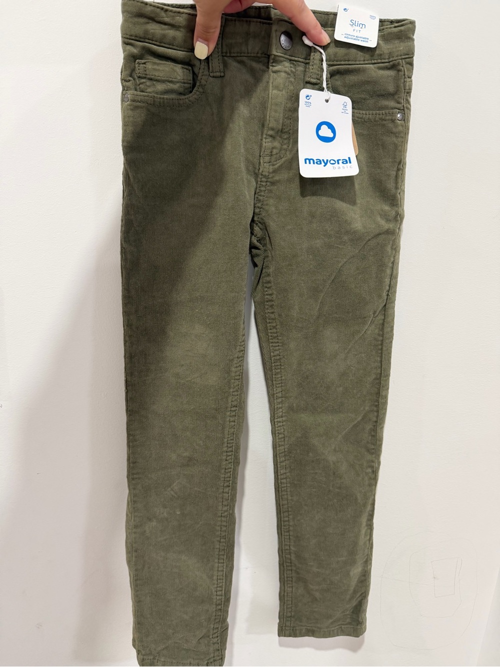 Mayoral Olive Green Slim Corduroy Kids Pants